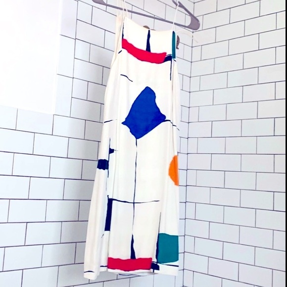 Silence + noise (Urban Outfitters) White Dress Abstract Shapes Multicolor Small - Picture 4 of 5